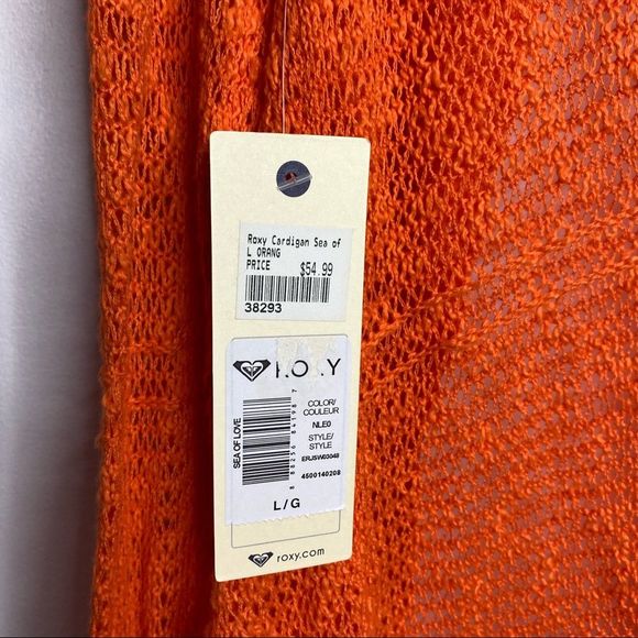 Roxy Open Knit Orange Cardigan NWT - Picture 4 of 13